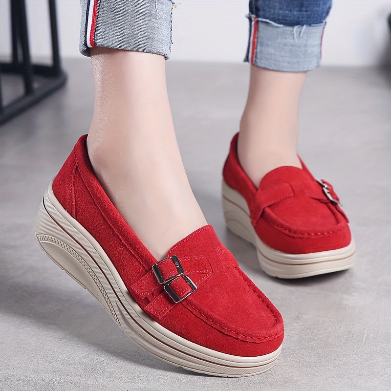 Damen Plattform Slipper mit Schnalle und dicker Sohle