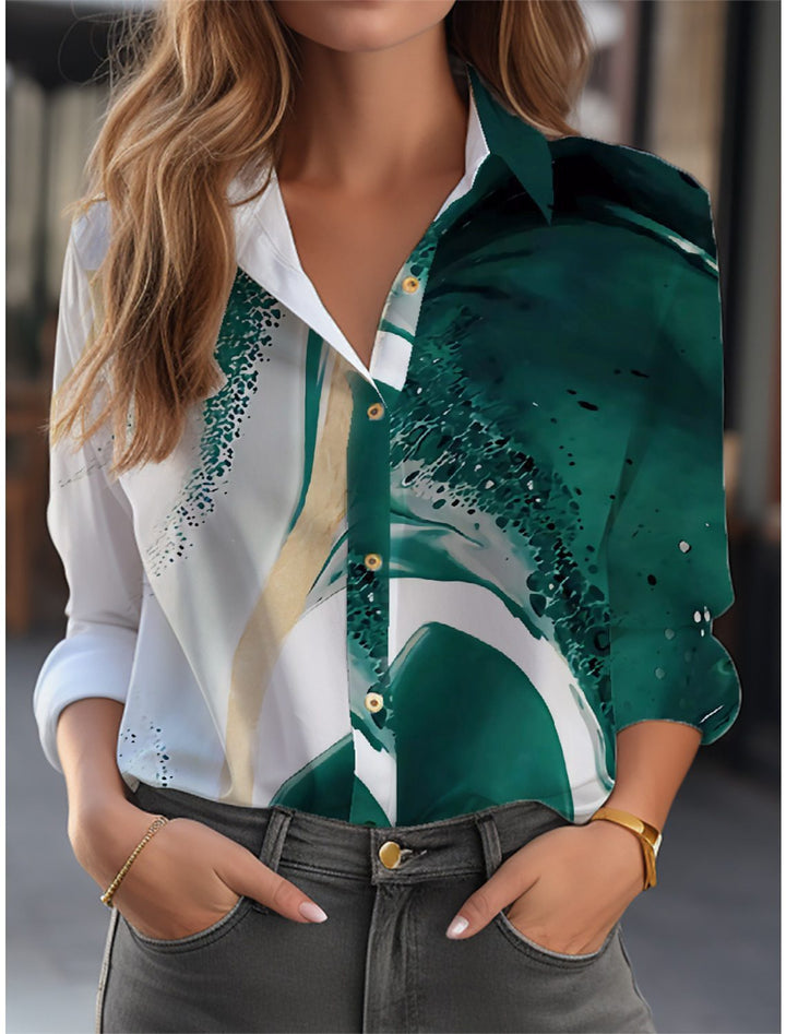 Inge - Damen Hemdbluse mit Blumenprint und Knopfleiste