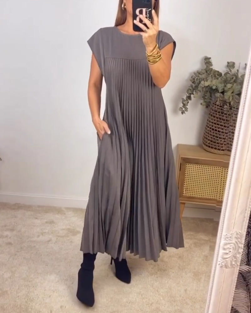 Fern | Damen Fließendes Plissee Maxikleid Cocktail