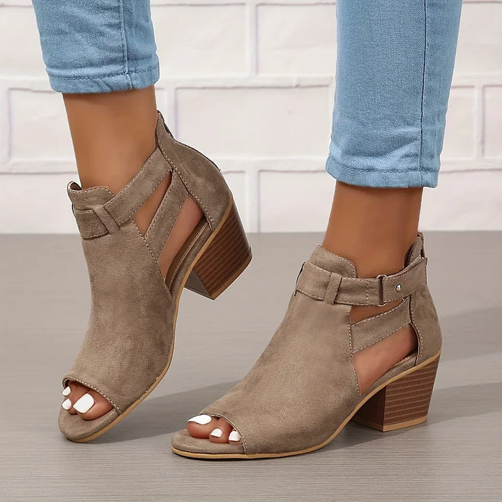Damen Sandalen - Absatzsandale mit Offener Zehe und Schnalle