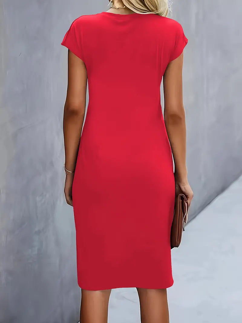 Jula - Damen Midikleid mit Raffdetail und Kurzarm