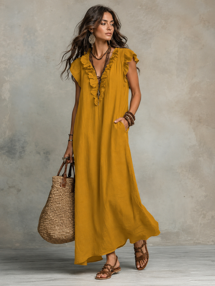 Camélia - Bohemian Bauchversteckende Maxi Kleid