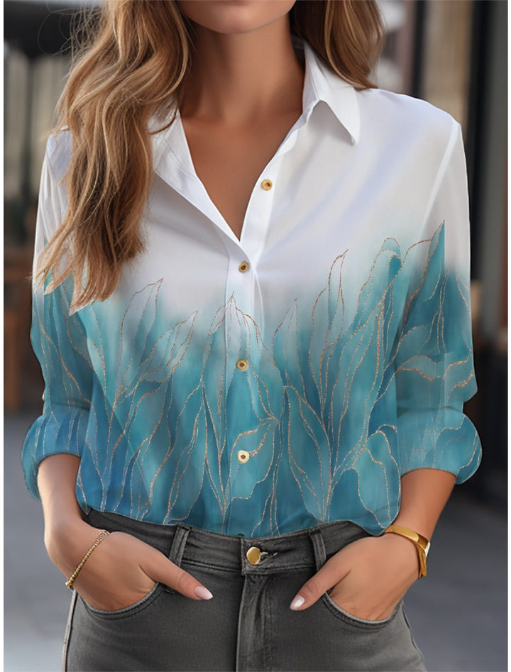 Inge - Damen Hemdbluse mit Blumenprint und Knopfleiste