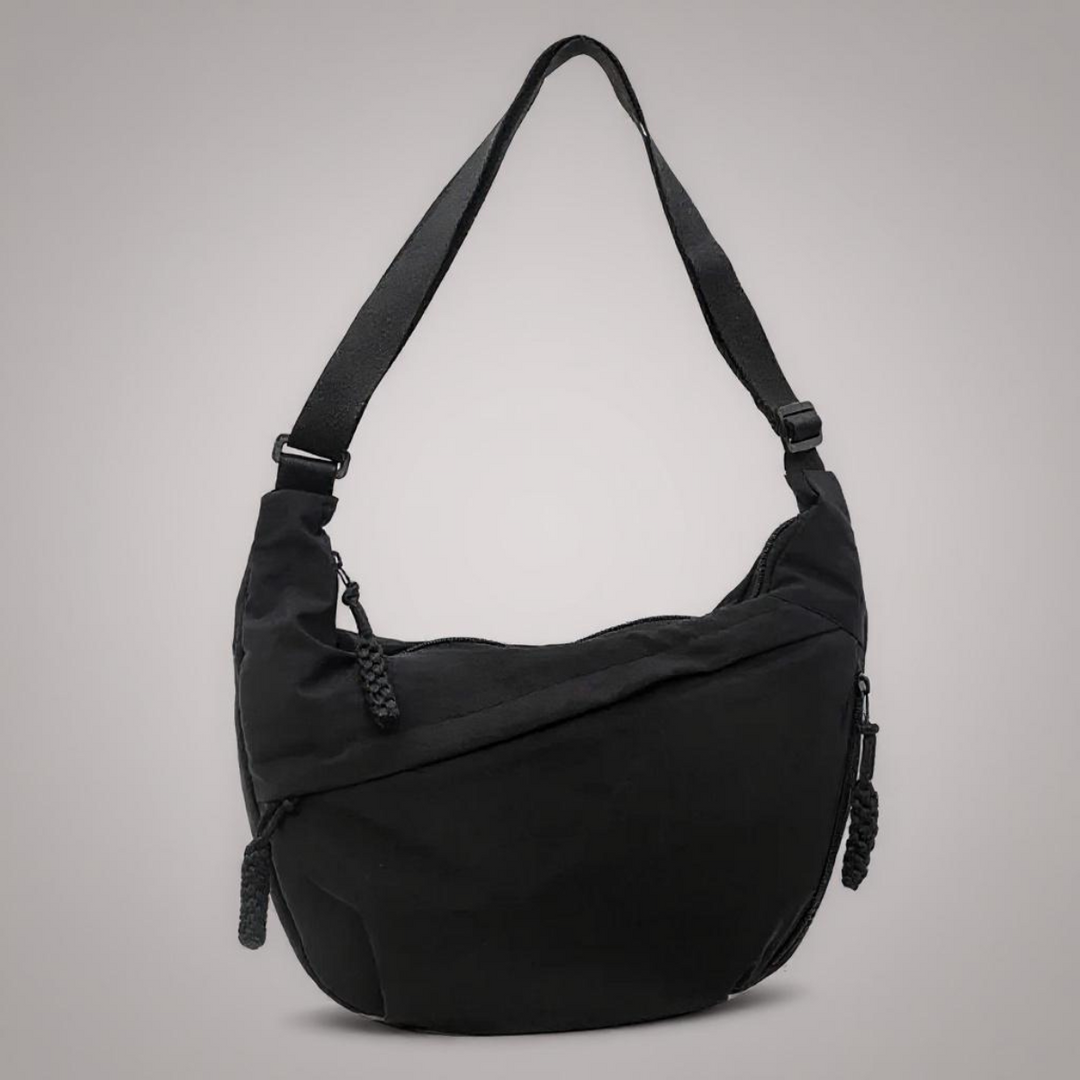 Nadia elegante Schultertasche aus Nylon – Vorderansicht