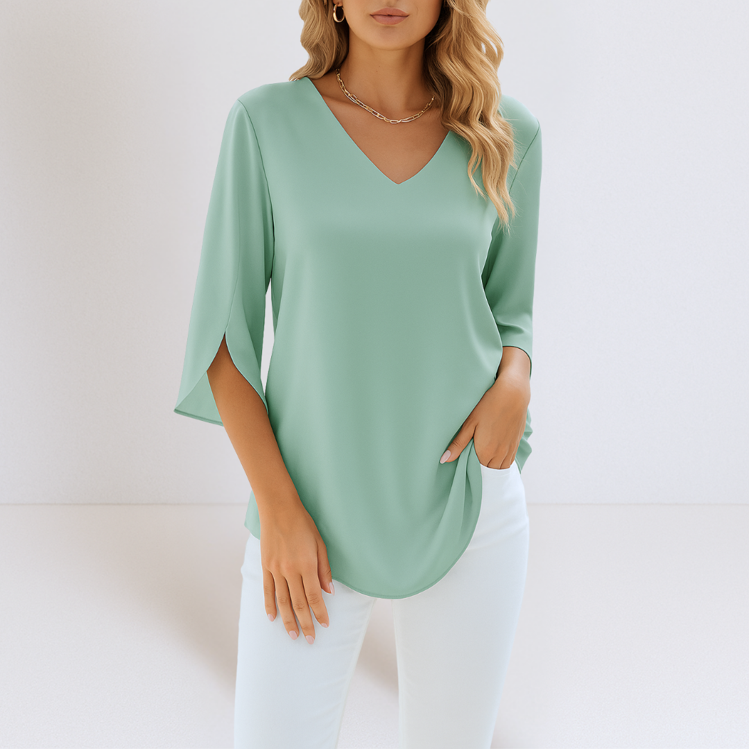 SOPHIE - Elegante Bluse mit V-Ausschnitt und Schlitzärmeln
