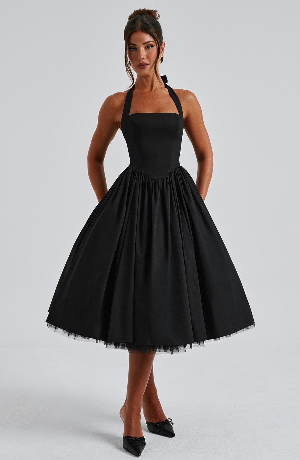 Damen Hochzeitsgast Halter Midi Kleid