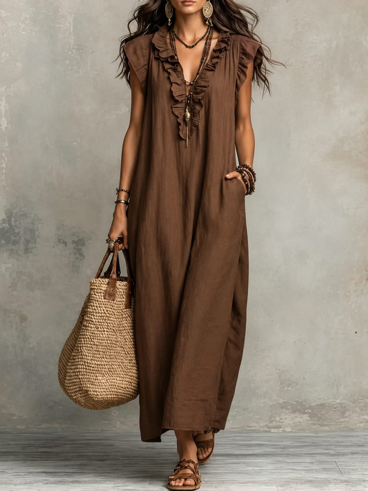 Camélia - Bohemian Bauchversteckende Maxi Kleid