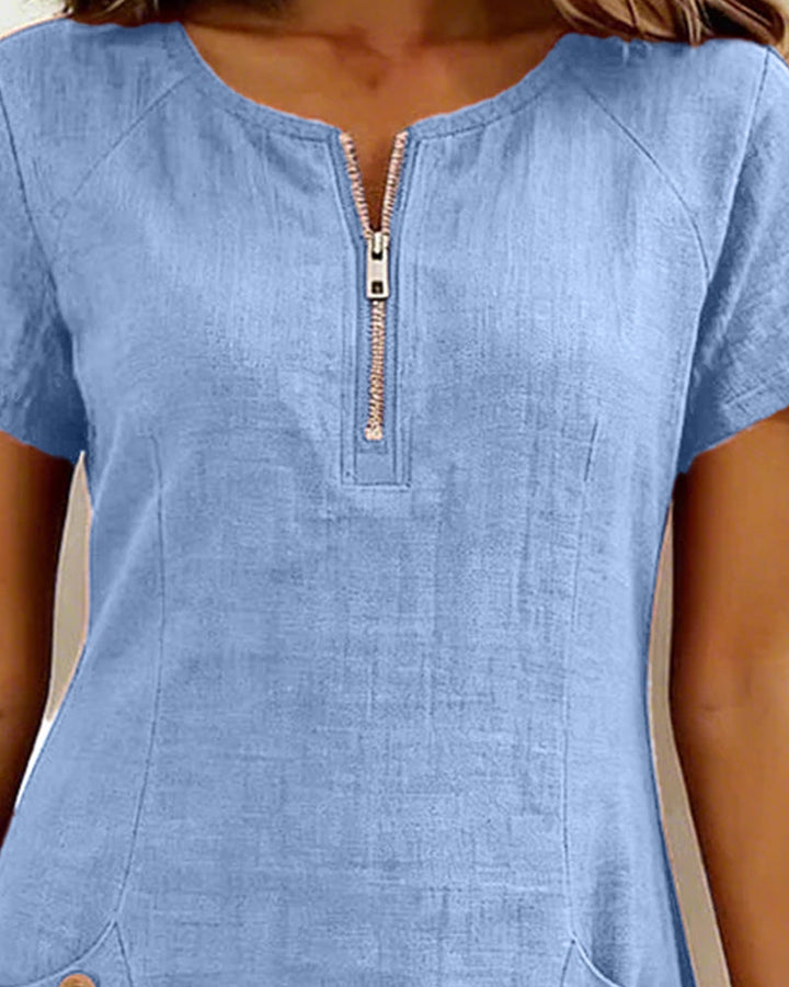 Lina Baumwoll-Leinen-Kleid für Damen mit A-Schnitt