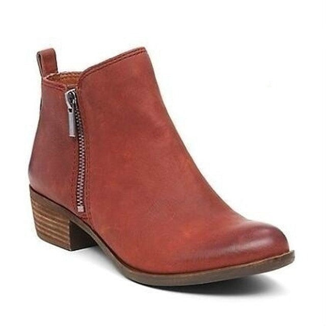 Stiefeletten | Blockabsatz | Niedriger Absatz | Lederstiefel | Damenschuhe