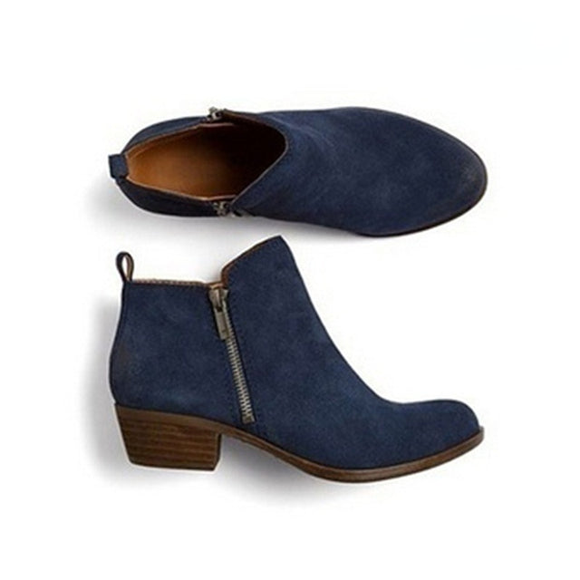 Stiefeletten | Blockabsatz | Niedriger Absatz | Lederstiefel | Damenschuhe