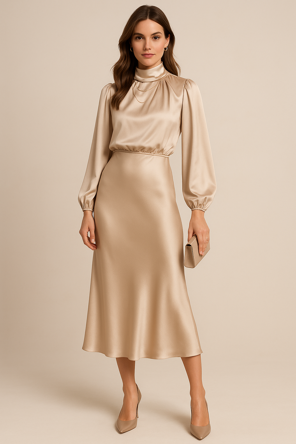 Frieda - Damen Midikleid mit hoher Taille