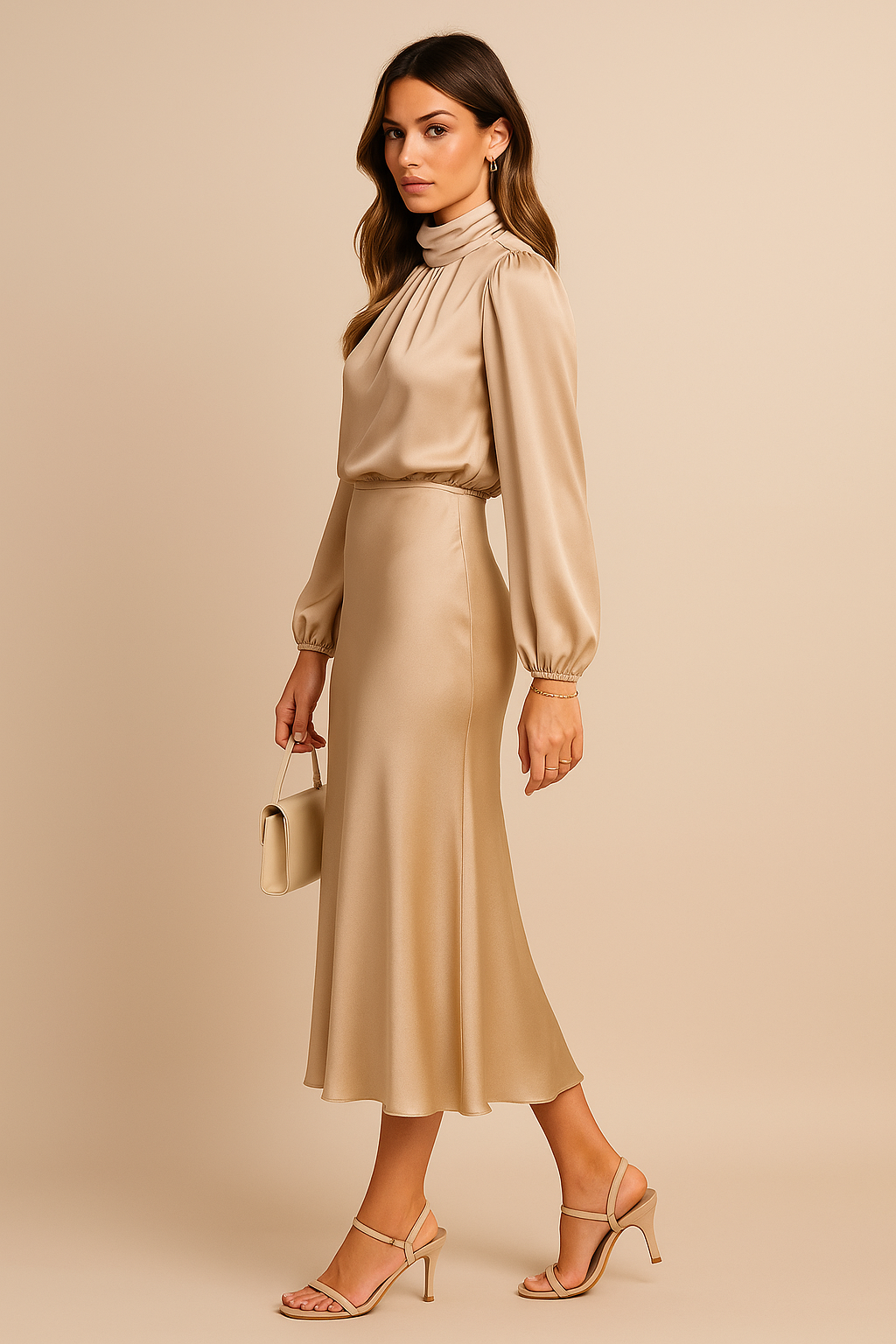 Frieda - Damen Midikleid mit hoher Taille