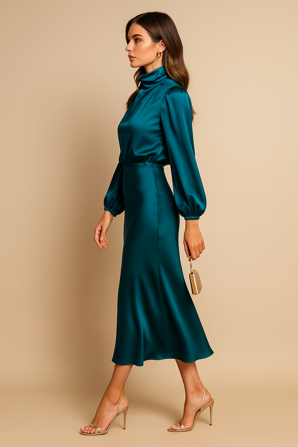 Frieda - Damen Midikleid mit hoher Taille