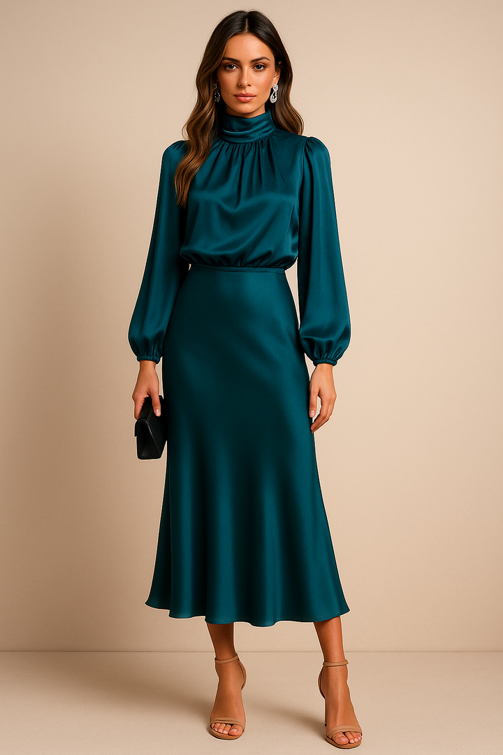 Frieda - Damen Midikleid mit hoher Taille