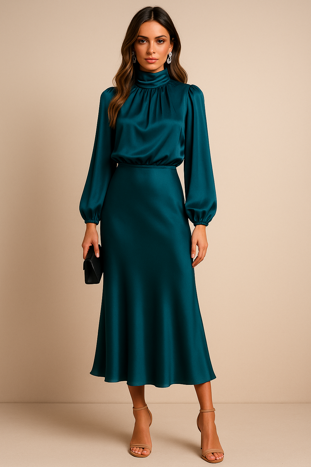 Frieda - Damen Midikleid mit hoher Taille