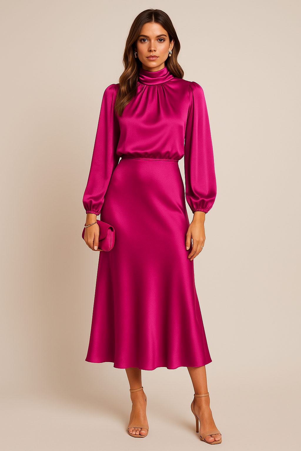Frieda - Damen Midikleid mit hoher Taille