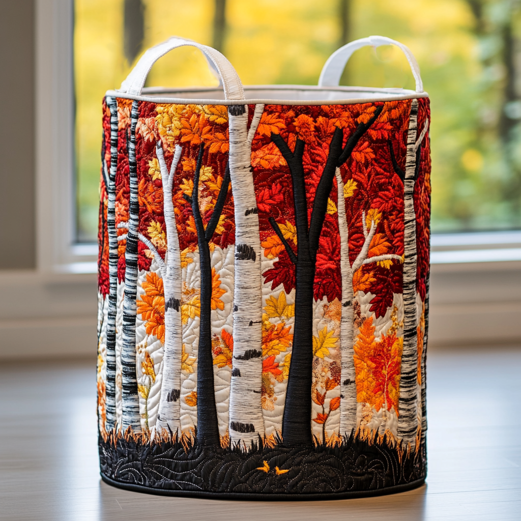 Gesteppter Wäschekorb Wald mit Motiv Waldlandschaft von Maria Zürich