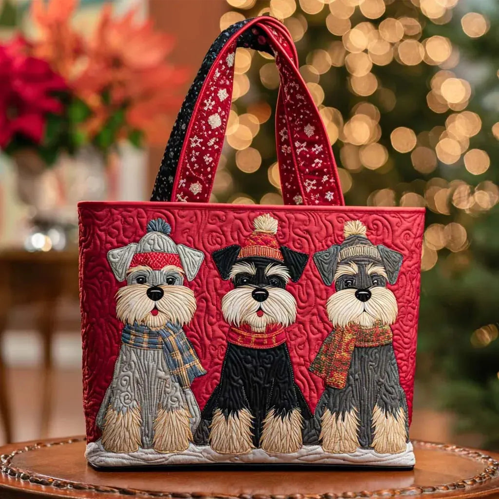 Gesteppte Tote Bag mit Motiv Schnauzer-Trio von Maria Zürich