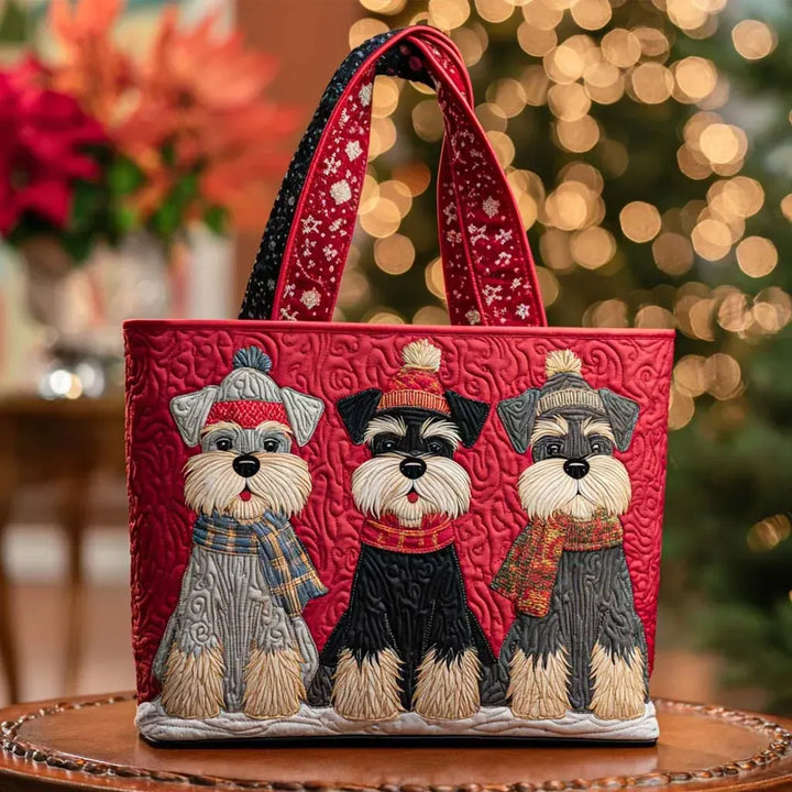 Gesteppte Tote Bag mit Motiv Schnauzer-Trio von Maria Zürich