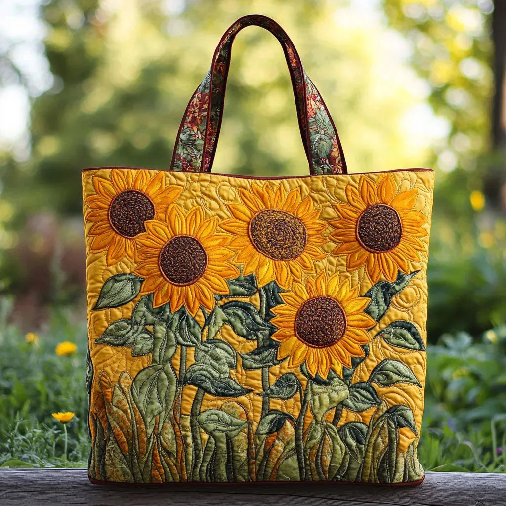 Gesteppte Tote Bag mit Motiv Sonnenblumen von Maria Zürich