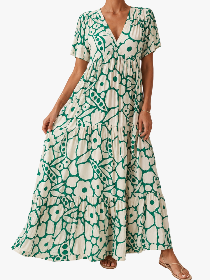 BOHEMIAN GEPRESSTE KLEID FÜR FRAUEN