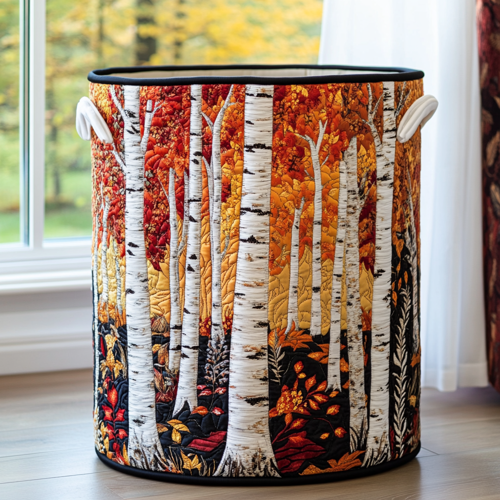 Gesteppter Wäschekorb Wald mit Motiv Waldlandschaft von Maria Zürich