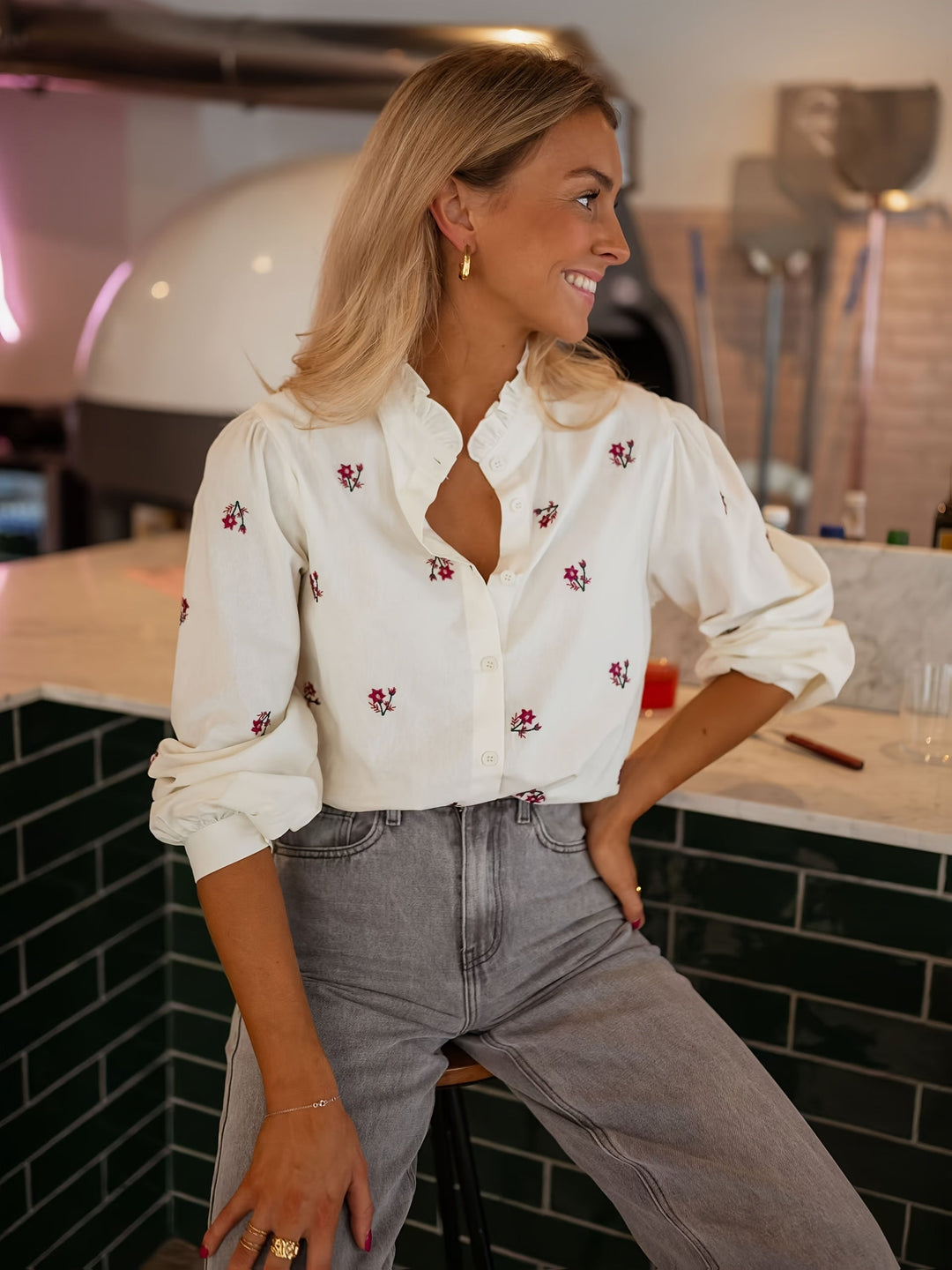Iris Bluse mit Blumenmuster für Damen