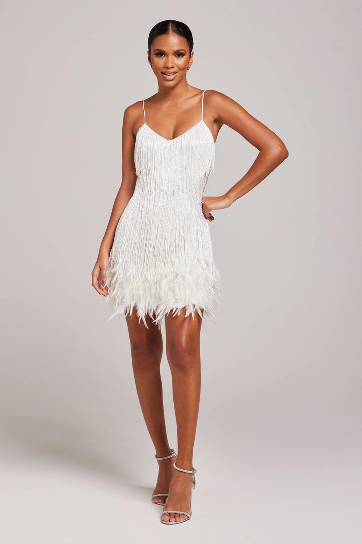 Elegantes Damen Cocktailkleid mit Fransenfedern