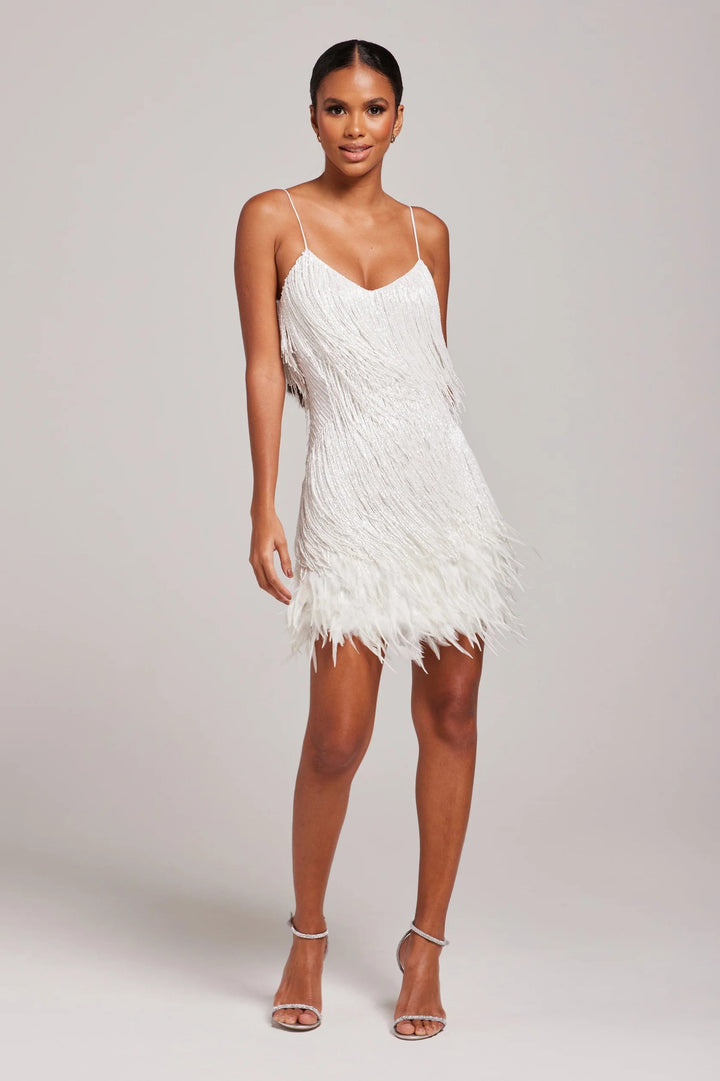 Elegantes Damen Cocktailkleid mit Fransenfedern
