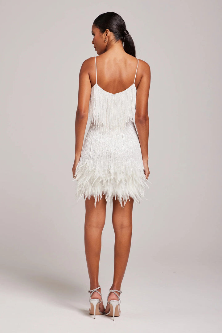 Elegantes Damen Cocktailkleid mit Fransenfedern