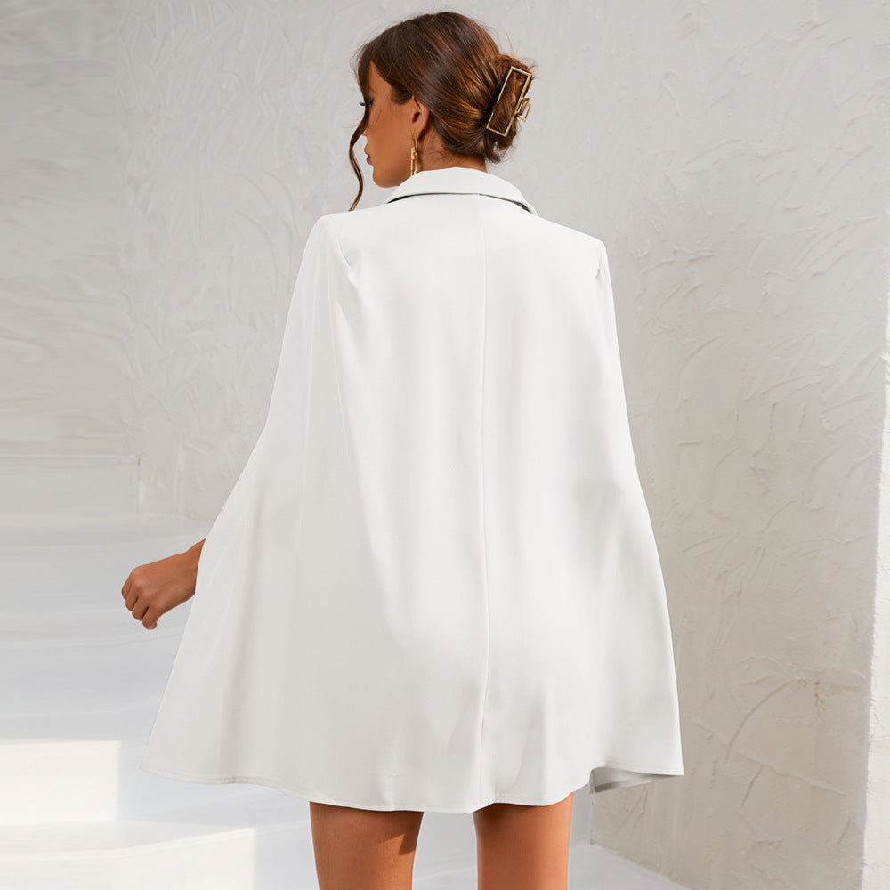 Damen Cape-Blazer-Minikleid mit Goldknöpfen