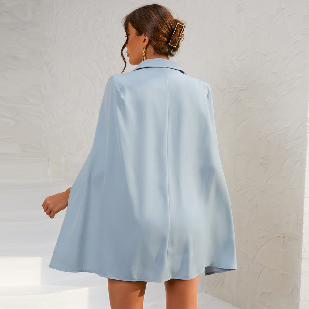 Damen Cape-Blazer-Minikleid mit Goldknöpfen