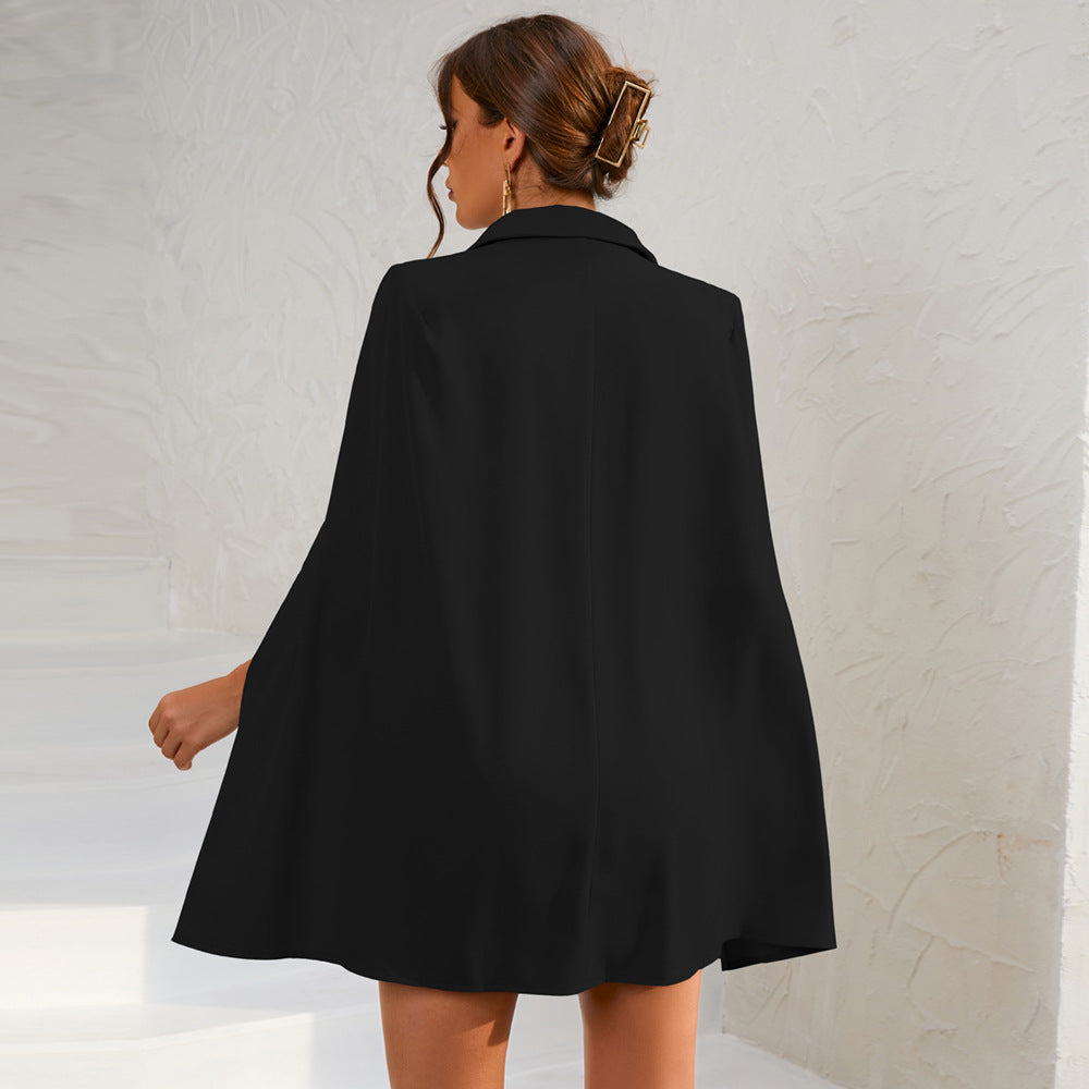 Damen Cape-Blazer-Minikleid mit Goldknöpfen