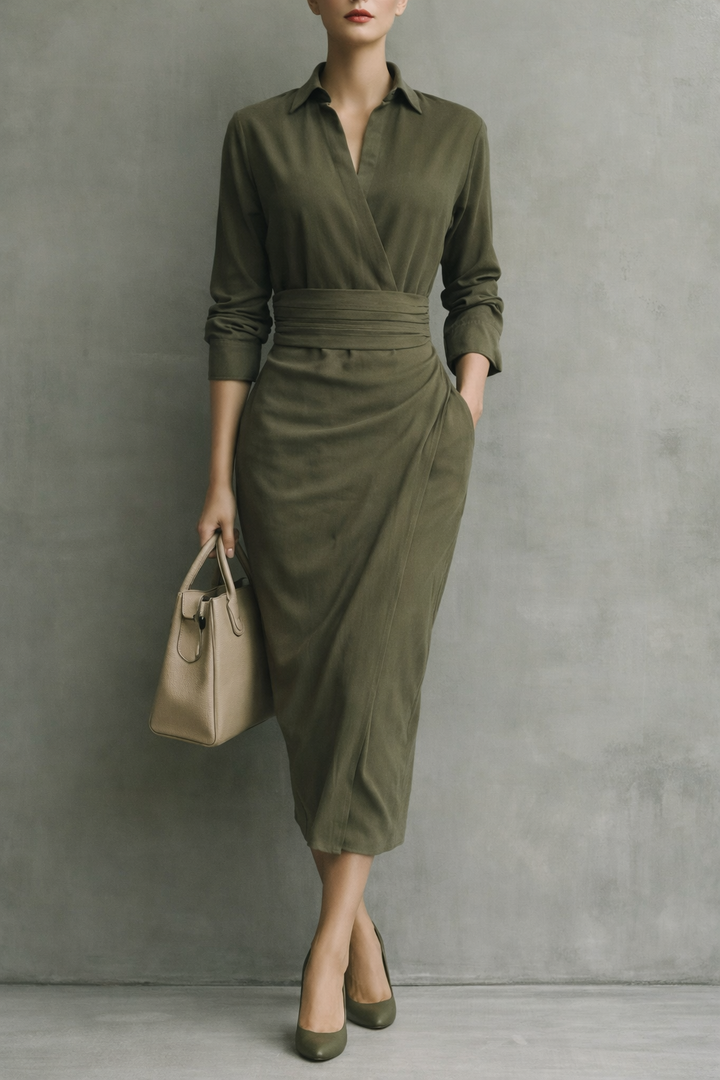 Elena - Damen Midikleid mit Wickeloptik und elegantem Design