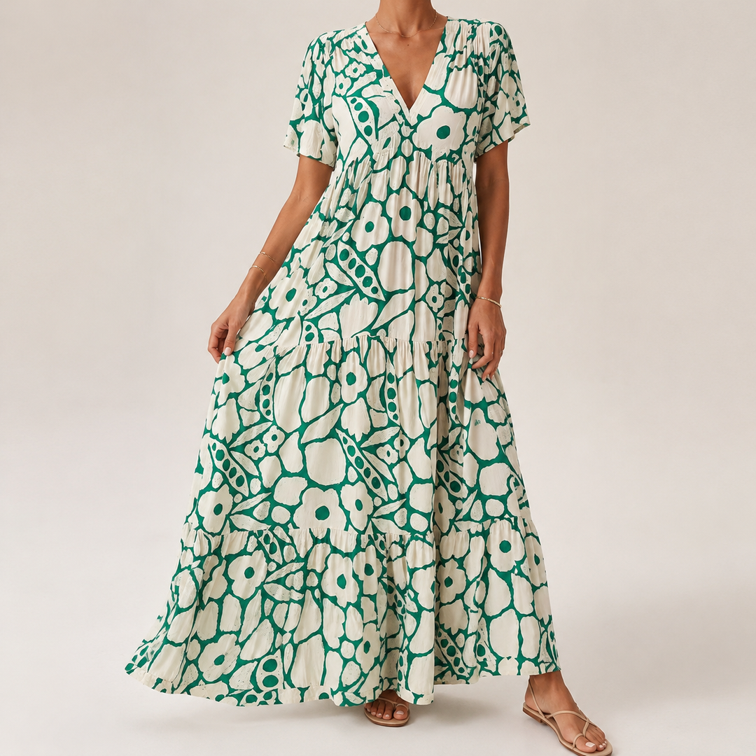 BOHEMIAN GEPRESSTE KLEID FÜR FRAUEN