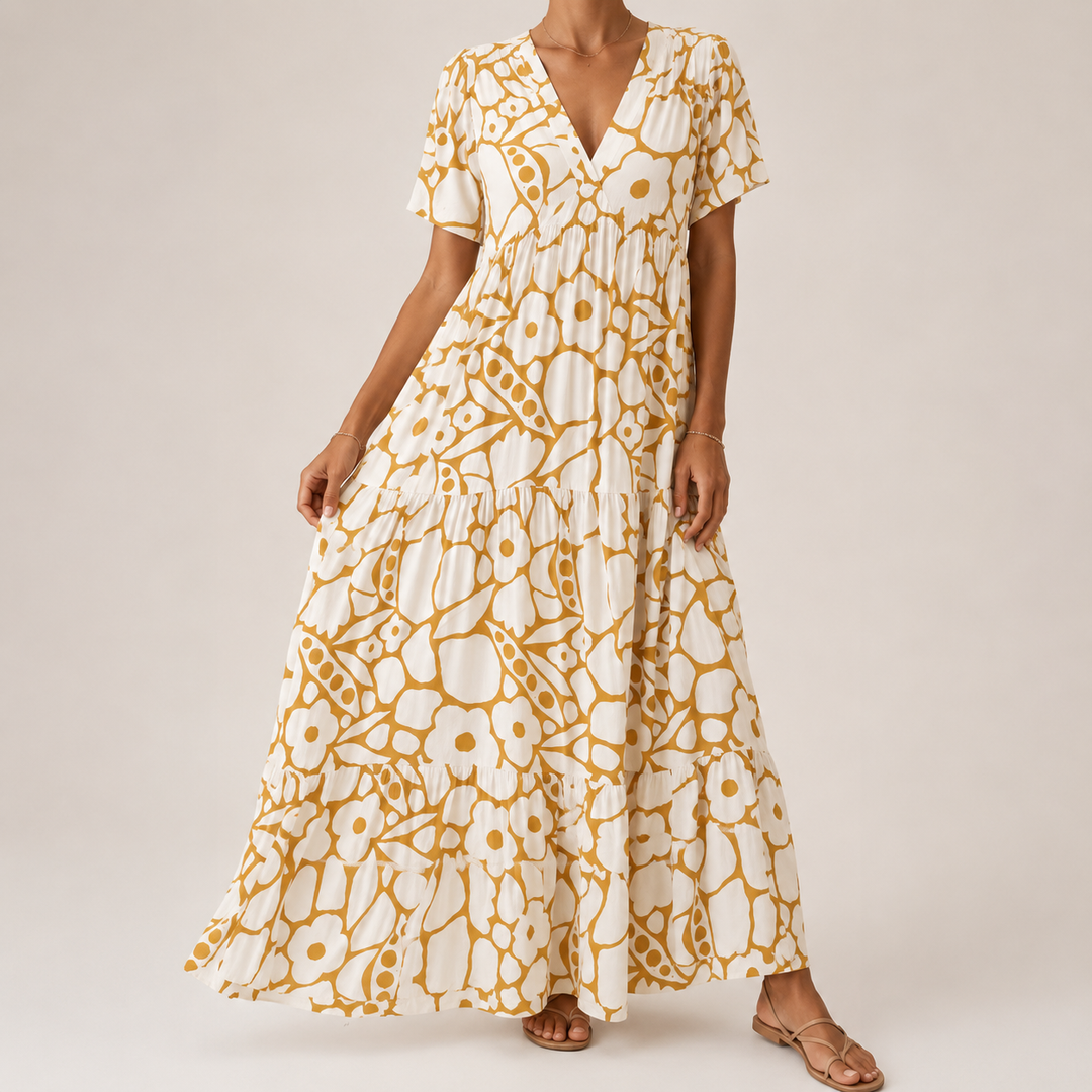 BOHEMIAN GEPRESSTE KLEID FÜR FRAUEN