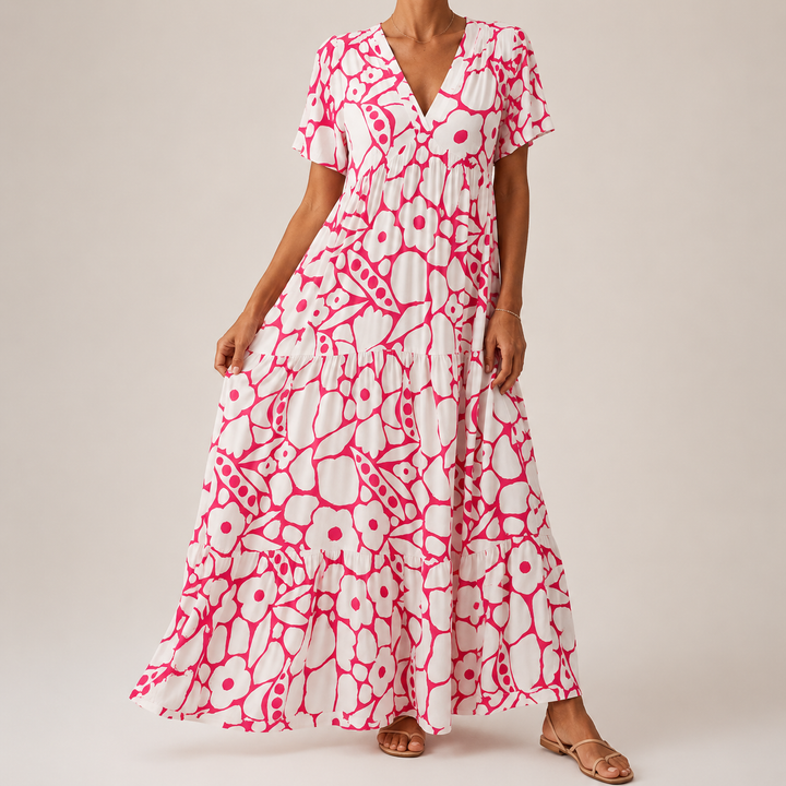 BOHEMIAN GEPRESSTE KLEID FÜR FRAUEN