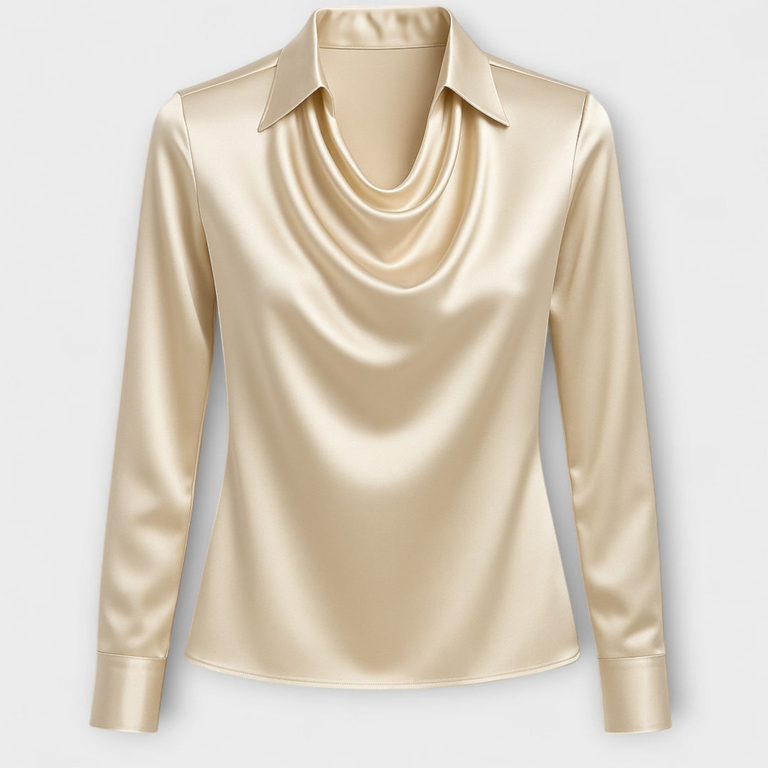Glänzende Bluse mit Rüschensaum