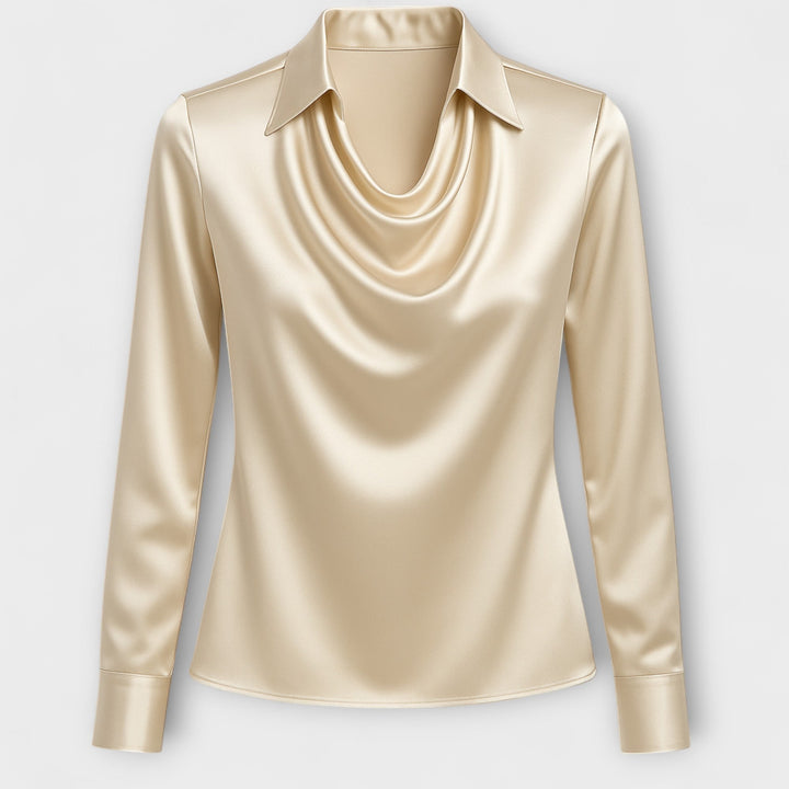 Glänzende Bluse mit Rüschensaum
