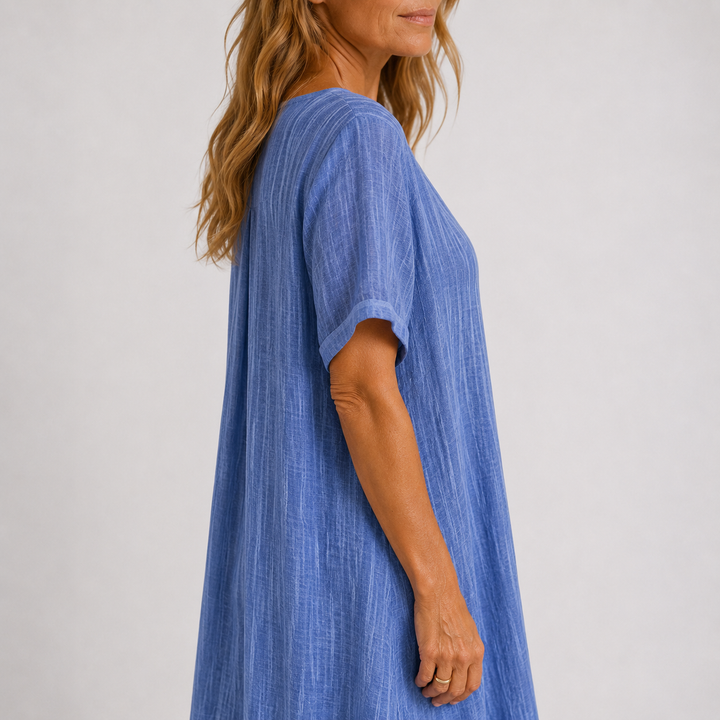 Violette fliessendes Leinen-Maxikleid für Damen – lässiger Look