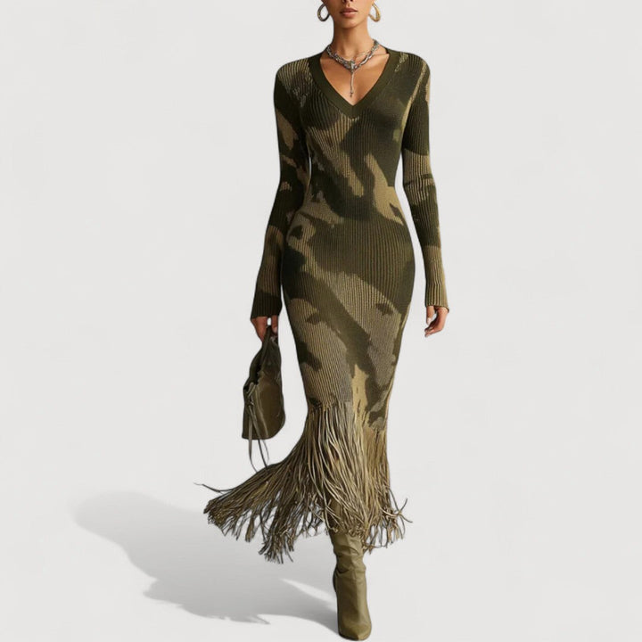 Shanice - Damen V-Ausschnitt Midi-Kleid