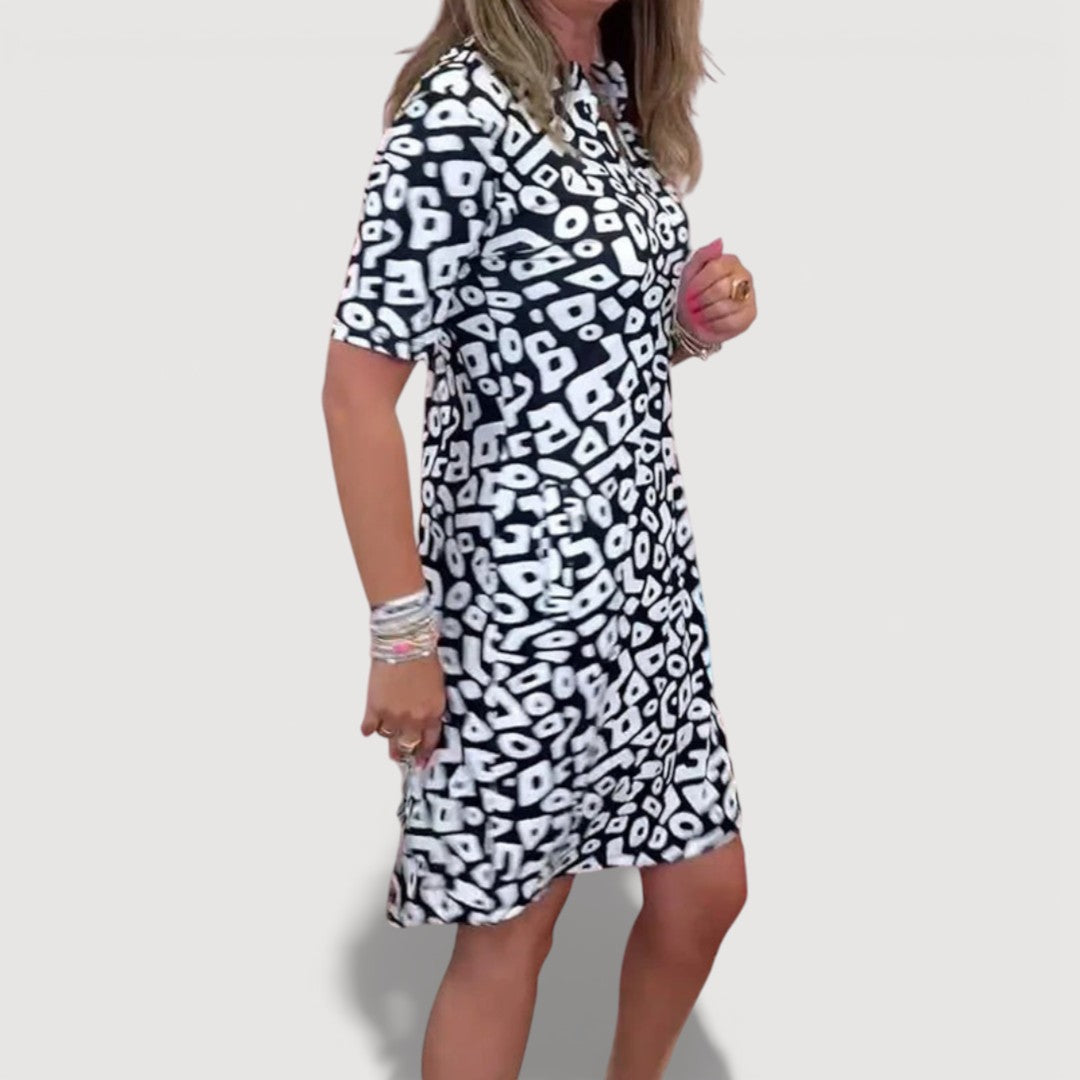 Aaliyah - Damen Midi-Kleid mit Taschen und Ausschnitt