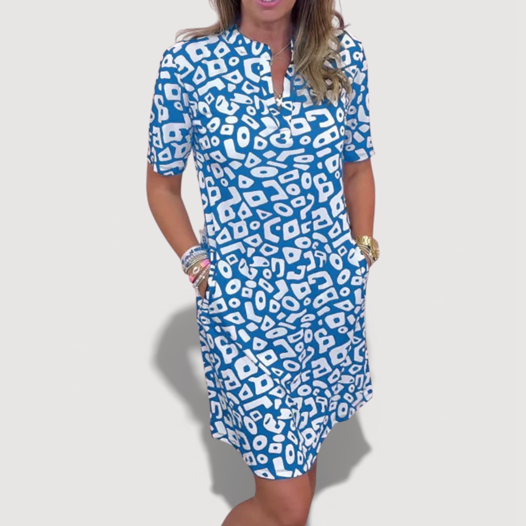 Aaliyah - Damen Midi-Kleid mit Taschen und Ausschnitt
