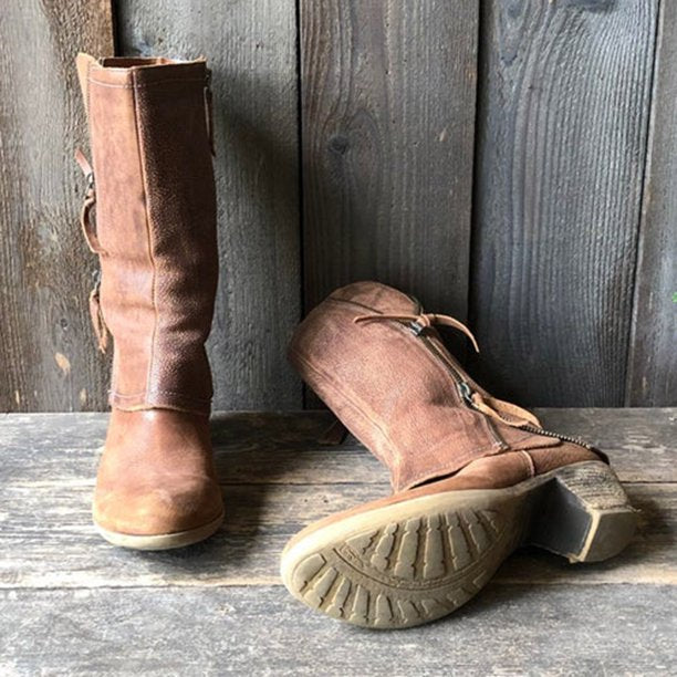 Cowgirl-Stiefel - Cowboy-Stiefel mit Mid-Calf-Verschluss und mittelhohem Absatz für Frauen