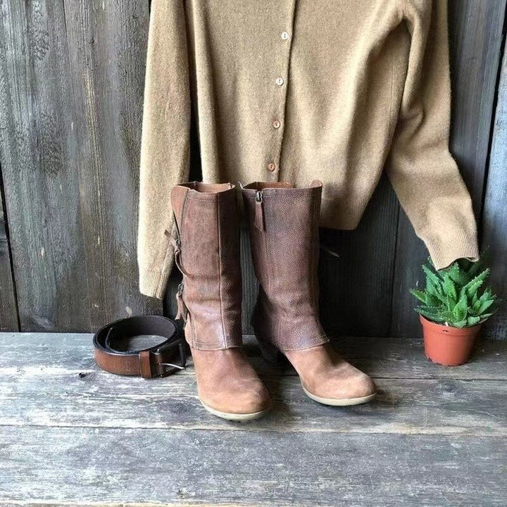 Cowgirl-Stiefel - Cowboy-Stiefel mit Mid-Calf-Verschluss und mittelhohem Absatz für Frauen