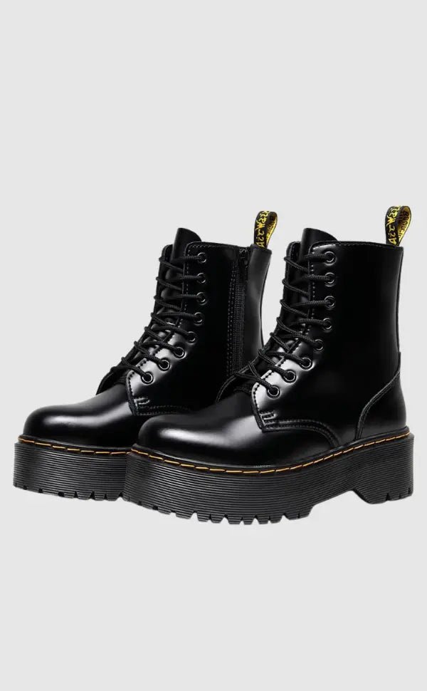 Damen Stiefeletten mit Plateau-Sohle und Schnürung