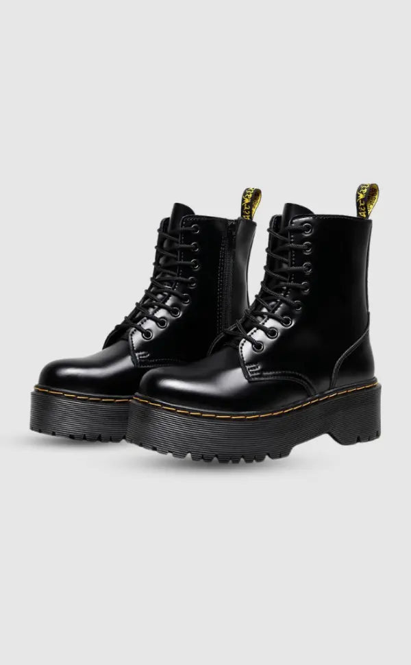 Damen Stiefeletten mit Plateau-Sohle und Schnürung