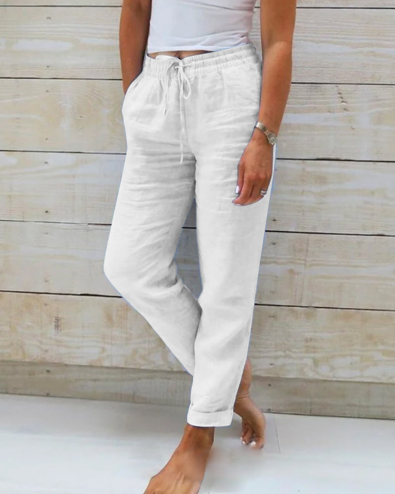 Hose Damen - Gerade Passform mit Elastischem Bund | Casual
