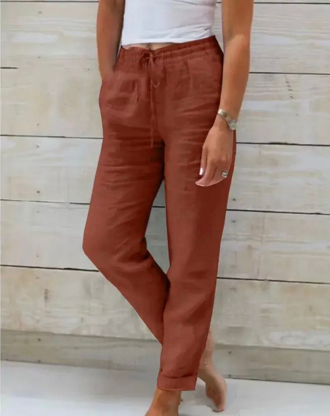 Hose Damen - Gerade Passform mit Elastischem Bund | Casual