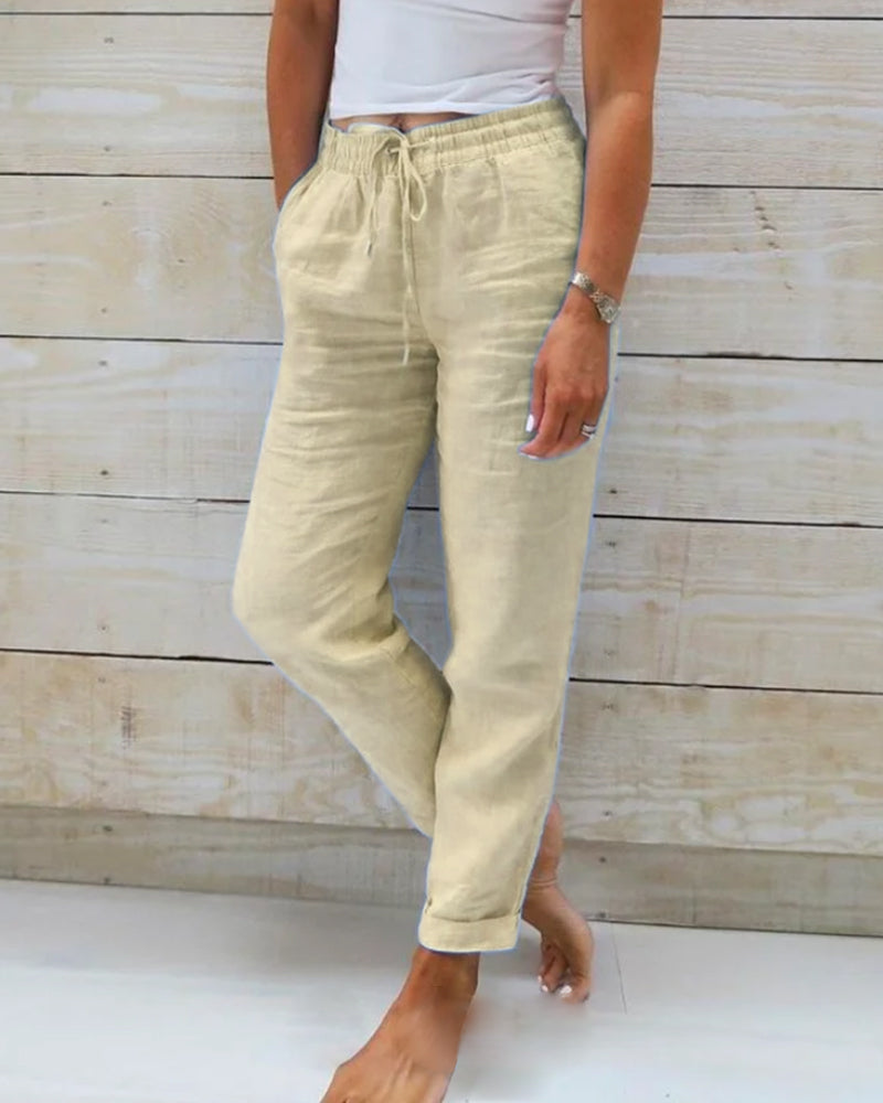 Hose Damen - Gerade Passform mit Elastischem Bund | Casual
